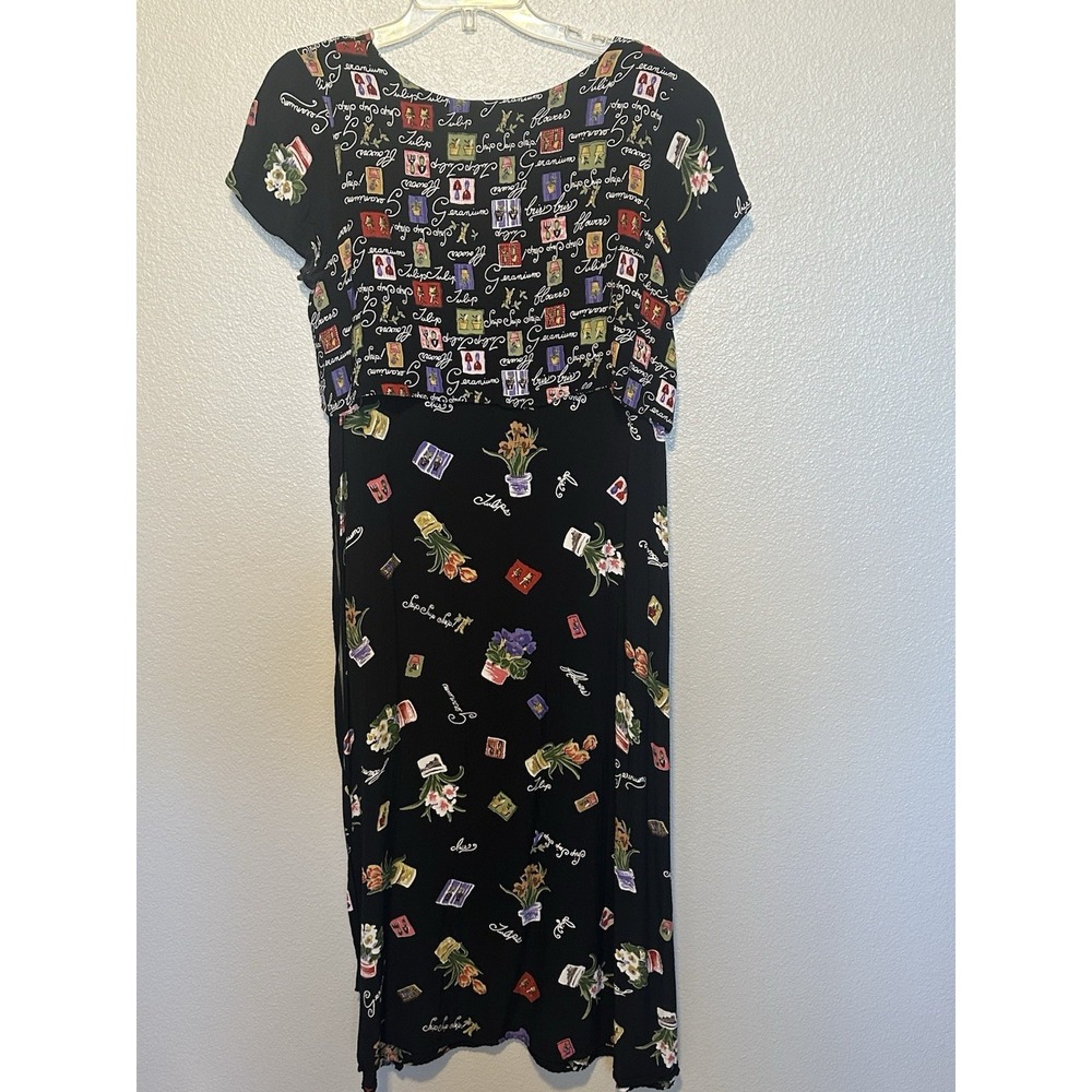 Lauren Michelle Hawaii‎ Dress Floral Rayon Print Spring Garden Botanical sz.L